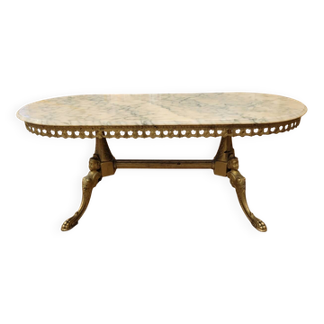 Table basse en bronze doré et marbre