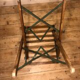 Wooden and iron slatting stool