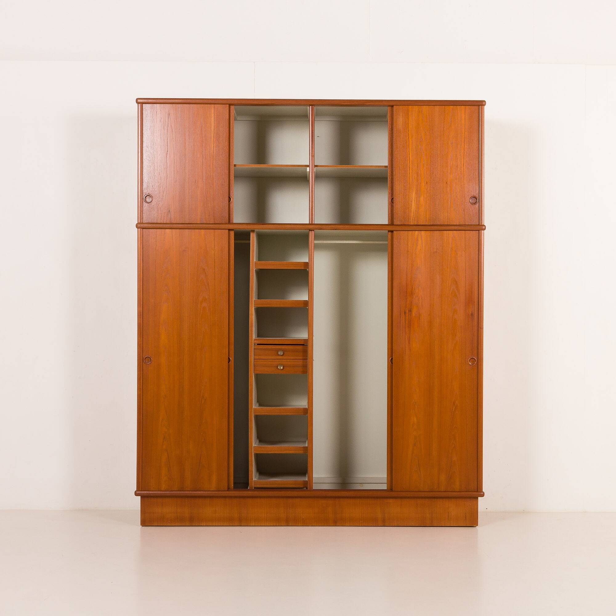Omann Jun Extra large mid century teak wardrobe, Denmark, 1970s