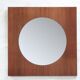 Large teak wooden mirror, round with a square frame, 1960s.