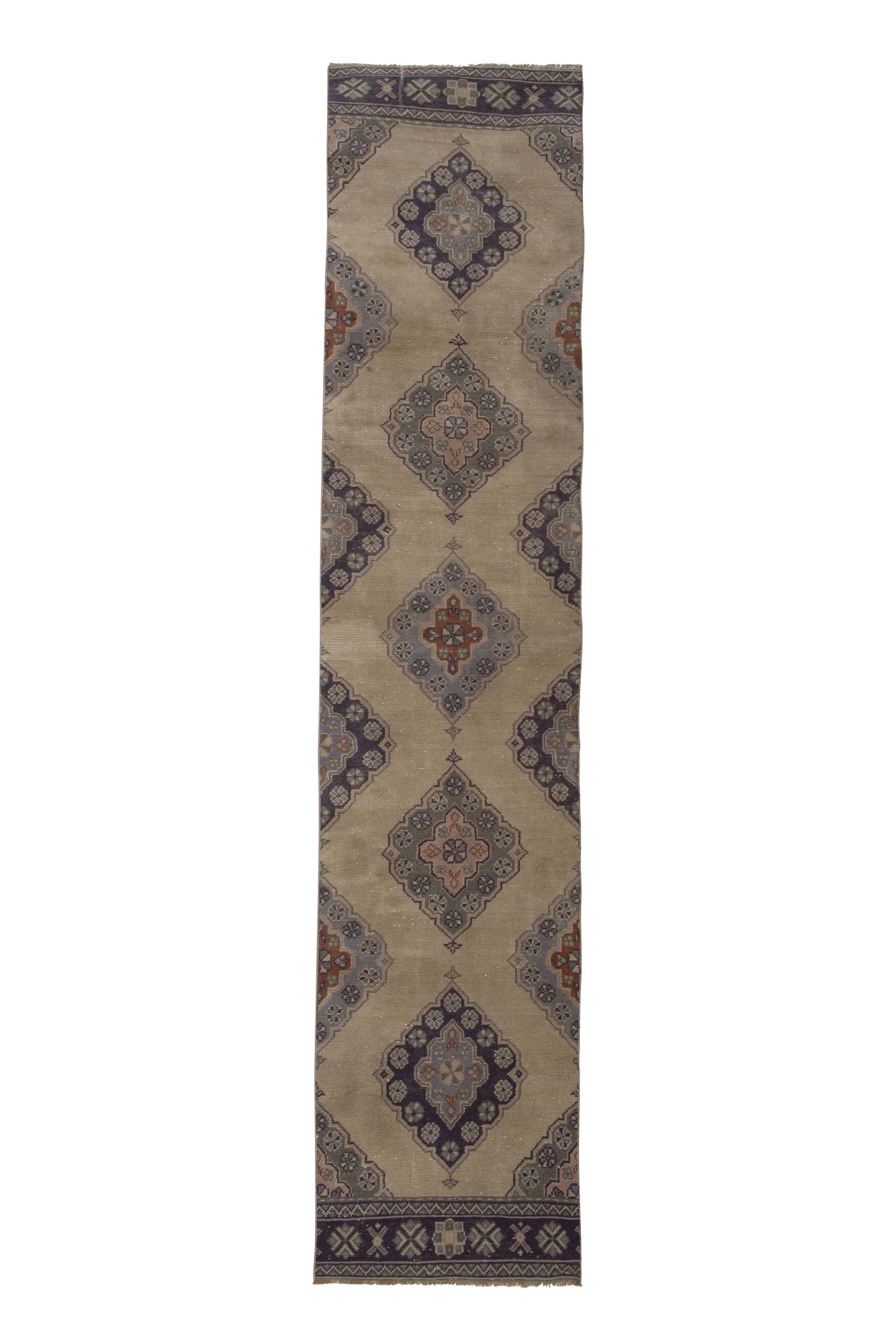 Oushak runner turkish hand knotted distressed rug 2'6" x 11'5"
