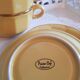 Duo of chocolate cups, breakfast, Bistro style, porcelain, yellow and gold