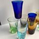 Set of 11 colored glass shot glasses 70s