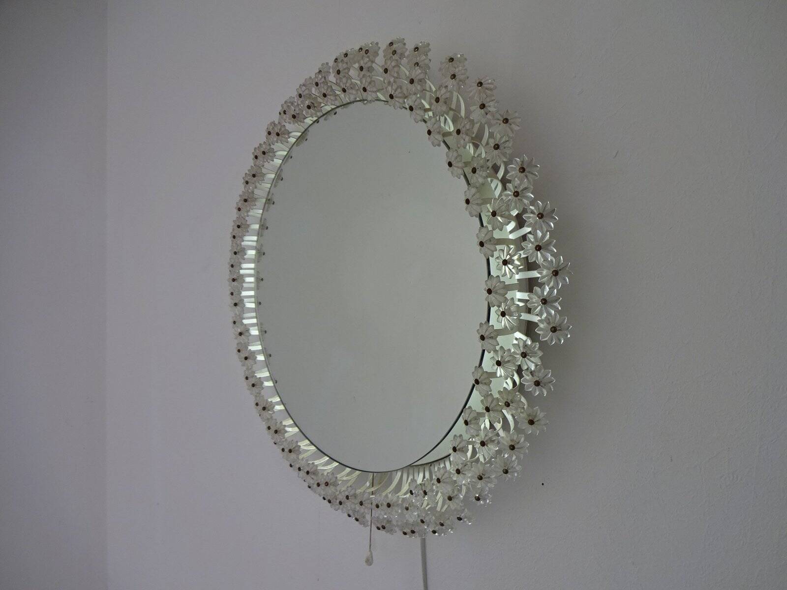 Austrian Illuminated Flower Mirror, 1960s