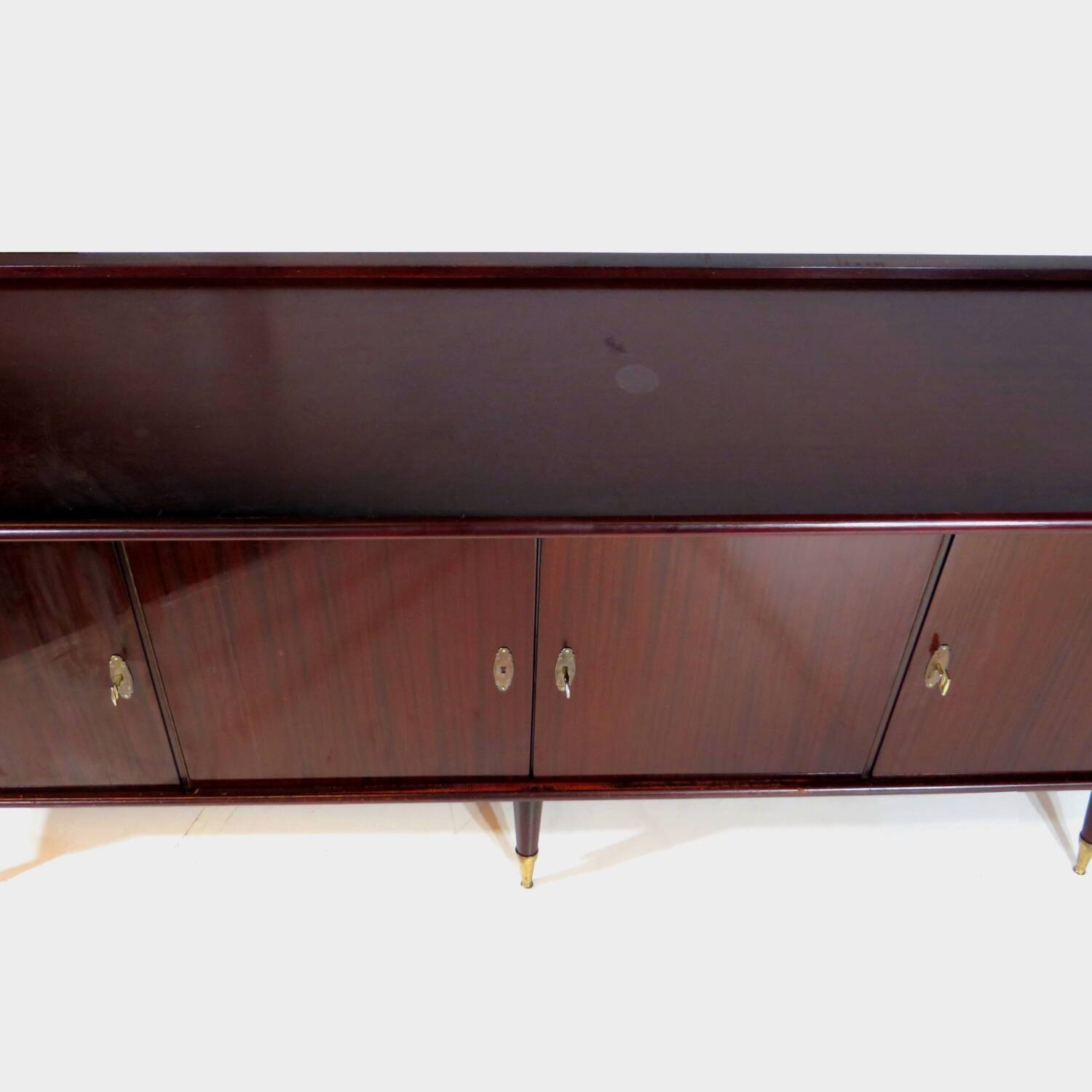 Vintage Art Deco sideboard with stylish legs and brass elements, 1930s