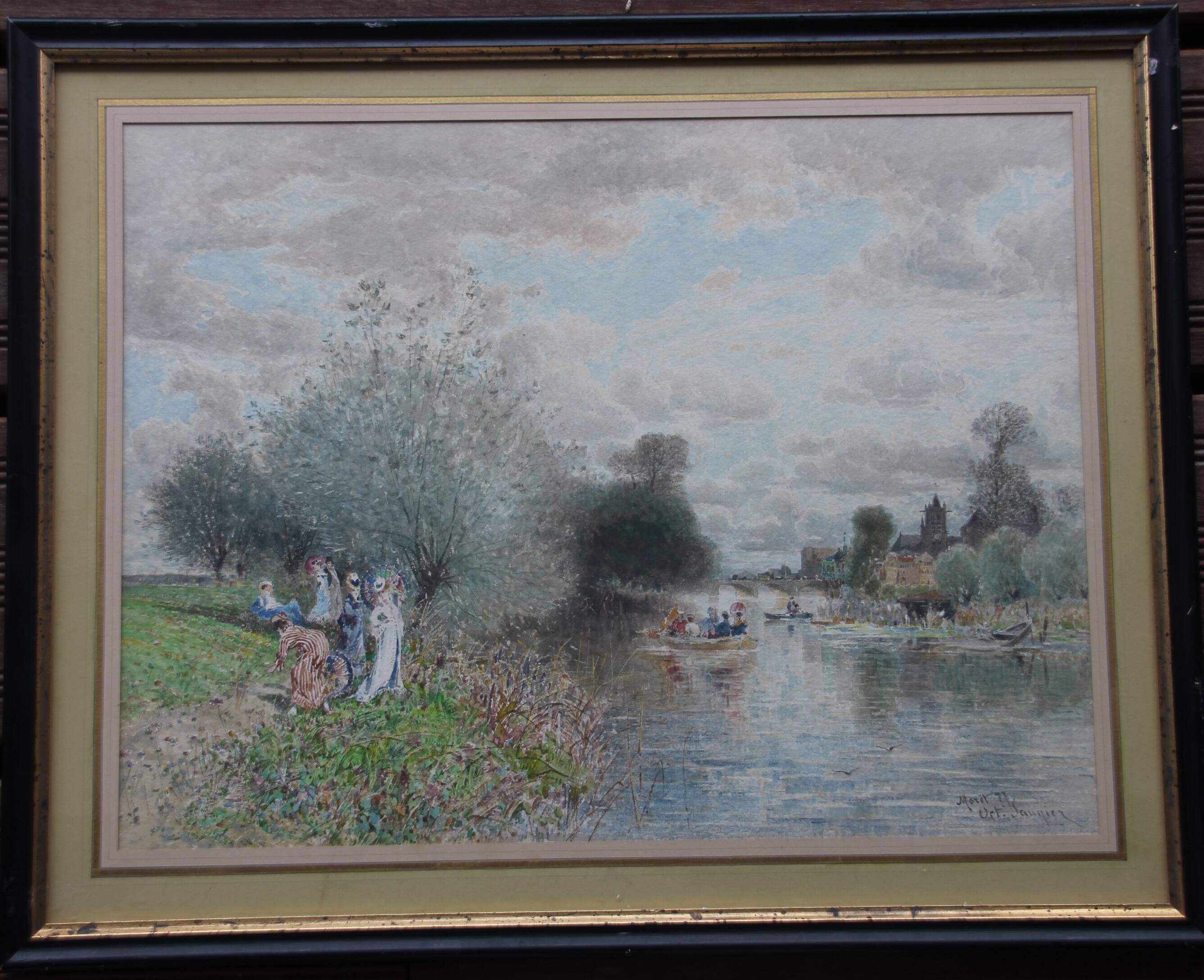 Octave Alfred SAUNIER Aquarelle Ecole de Barbizon 1877