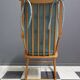 Mid century wooden rocking chair with blue upholstery  1960s