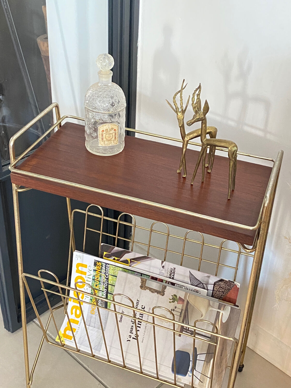 Vintage brass magazine table