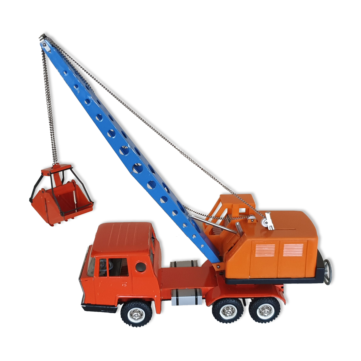 Joustra antique toy sheet metal crane truck 1960