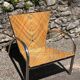 Pair of 2 atypical armchairs wood, chrome and leather vintage 1980
