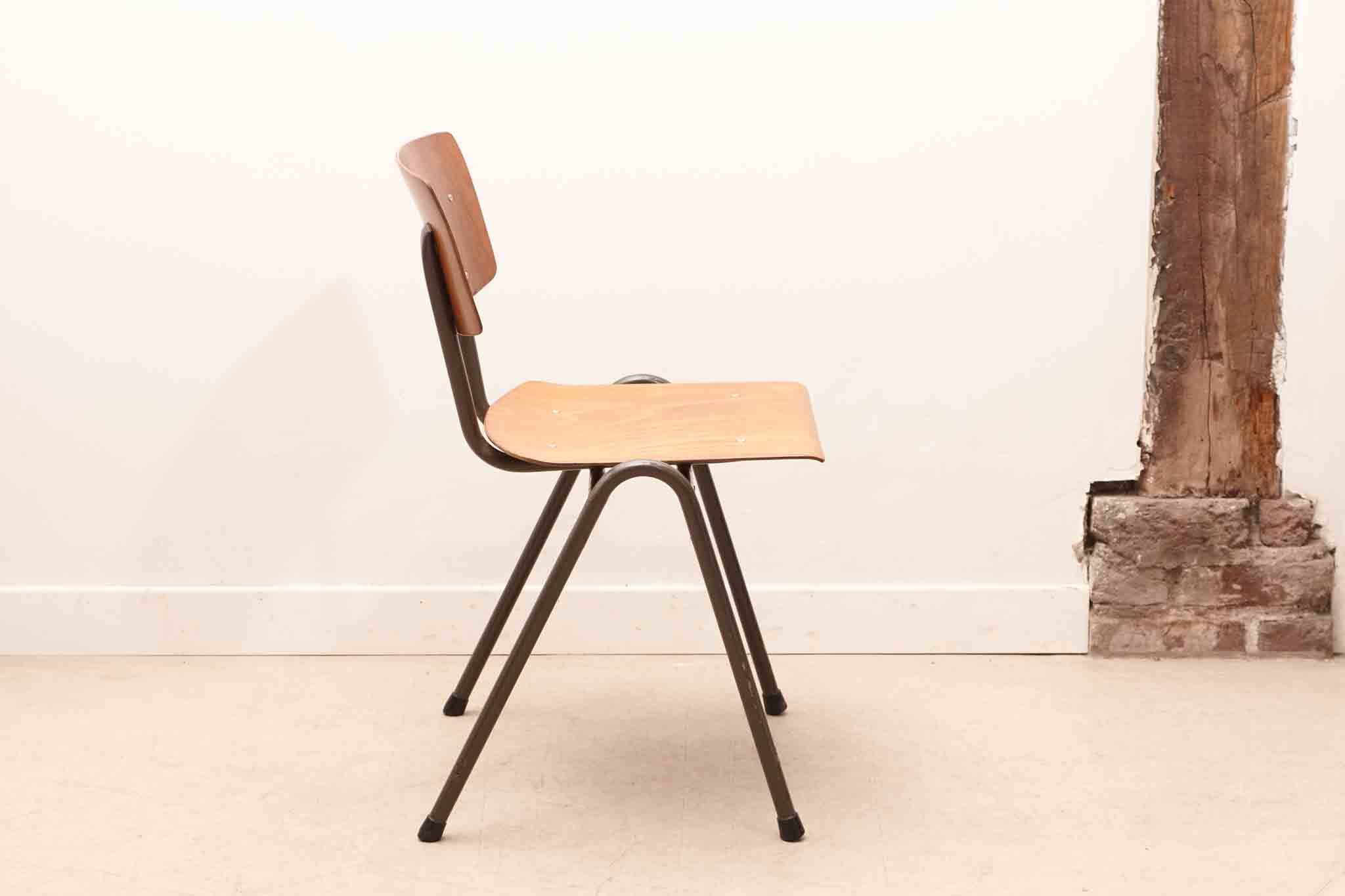 Vintage Eromes oak and grey chair, square seat