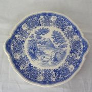 Round ceramic faience dish villeroy boch burgerland blue