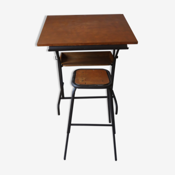 Bureau d'architecte et son tabouret vintage