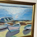 Original Mid Century Swedish Oil On Panel – “Harbor” By Lars Herder – Dated 1945 – Vintage & Framed – 45 × 37 Cm (17.7" × 14.6")