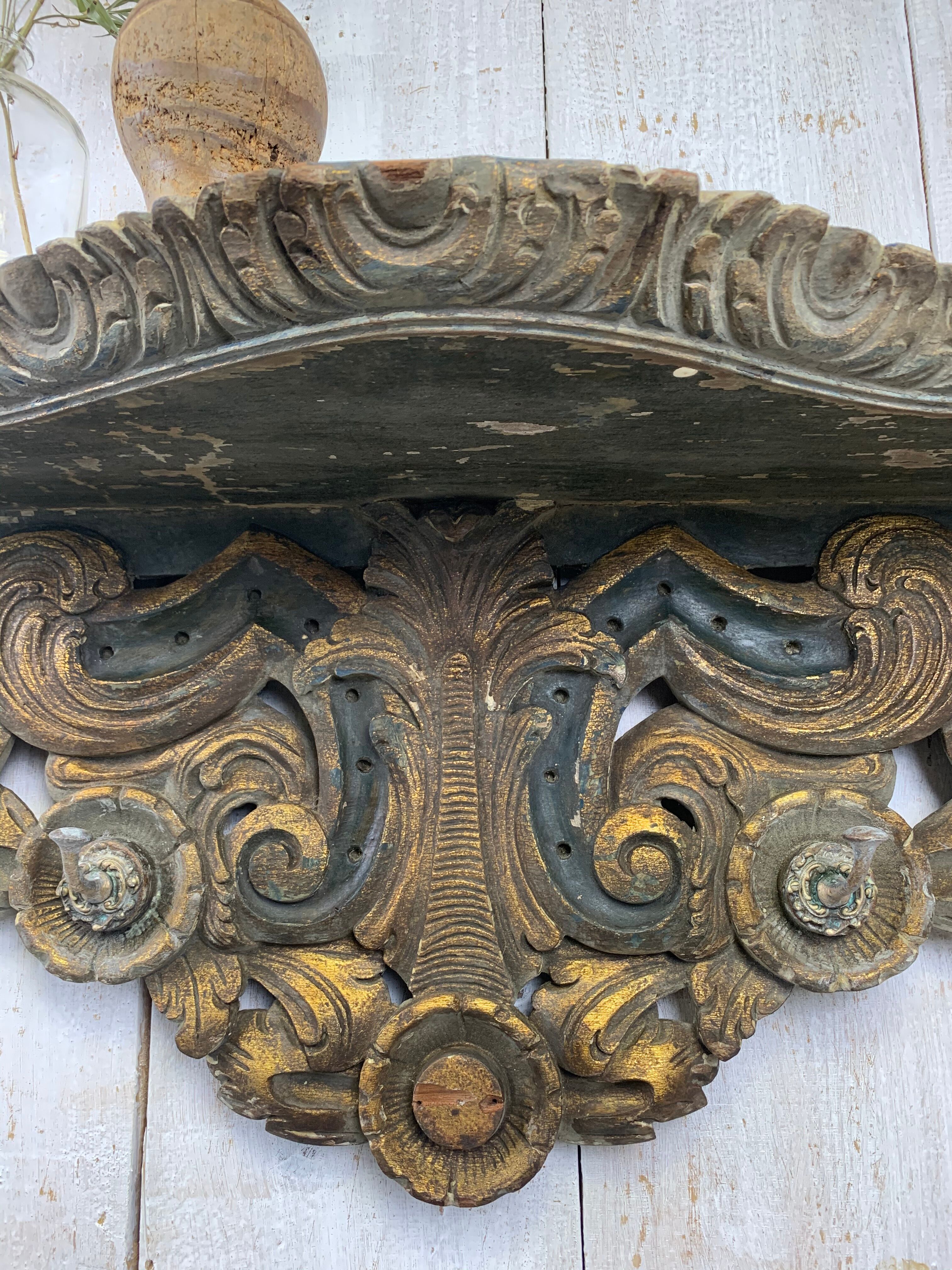 Old gilded wood coats holder