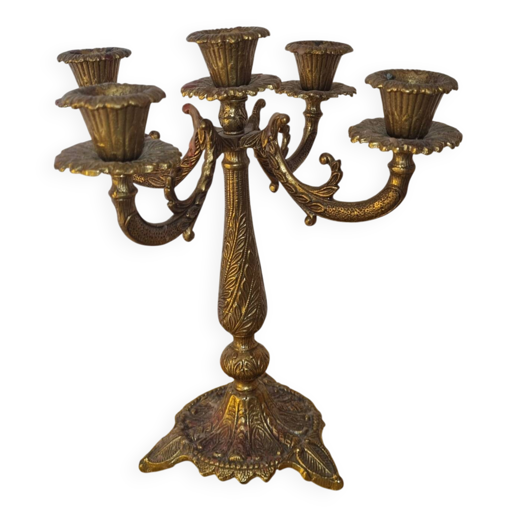 5-light chandelier, bronze candle holder