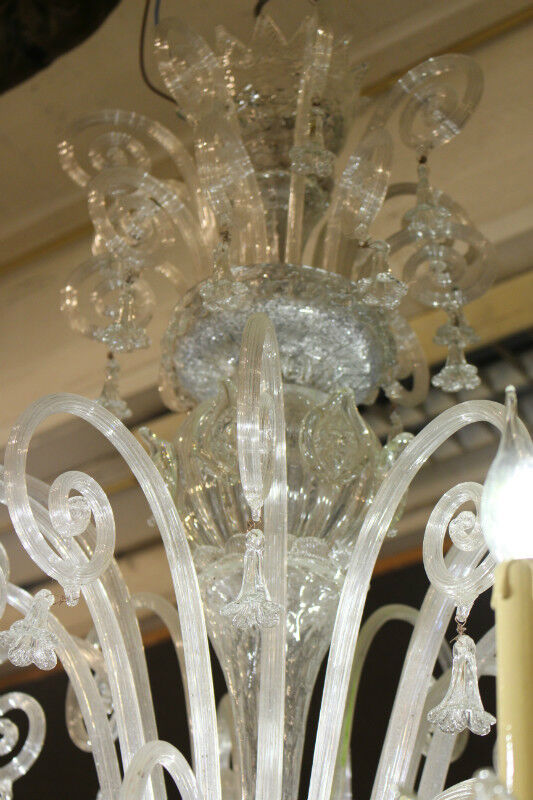 Tall Classical Murano Glass Chandelier-