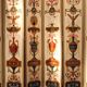 19th Century Italian Six-Panel Painted Wood Folding Screen in Gilt Bronze Frame