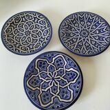 Trio of Moroccan glazed earthenware bowls