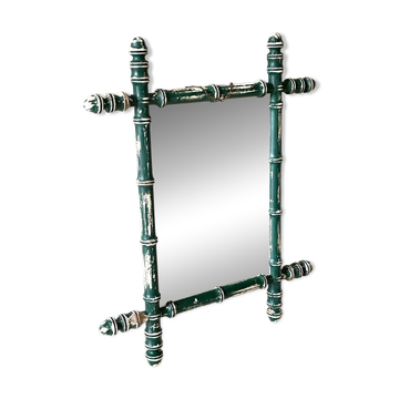 Miroir ancien en bois formant bambou