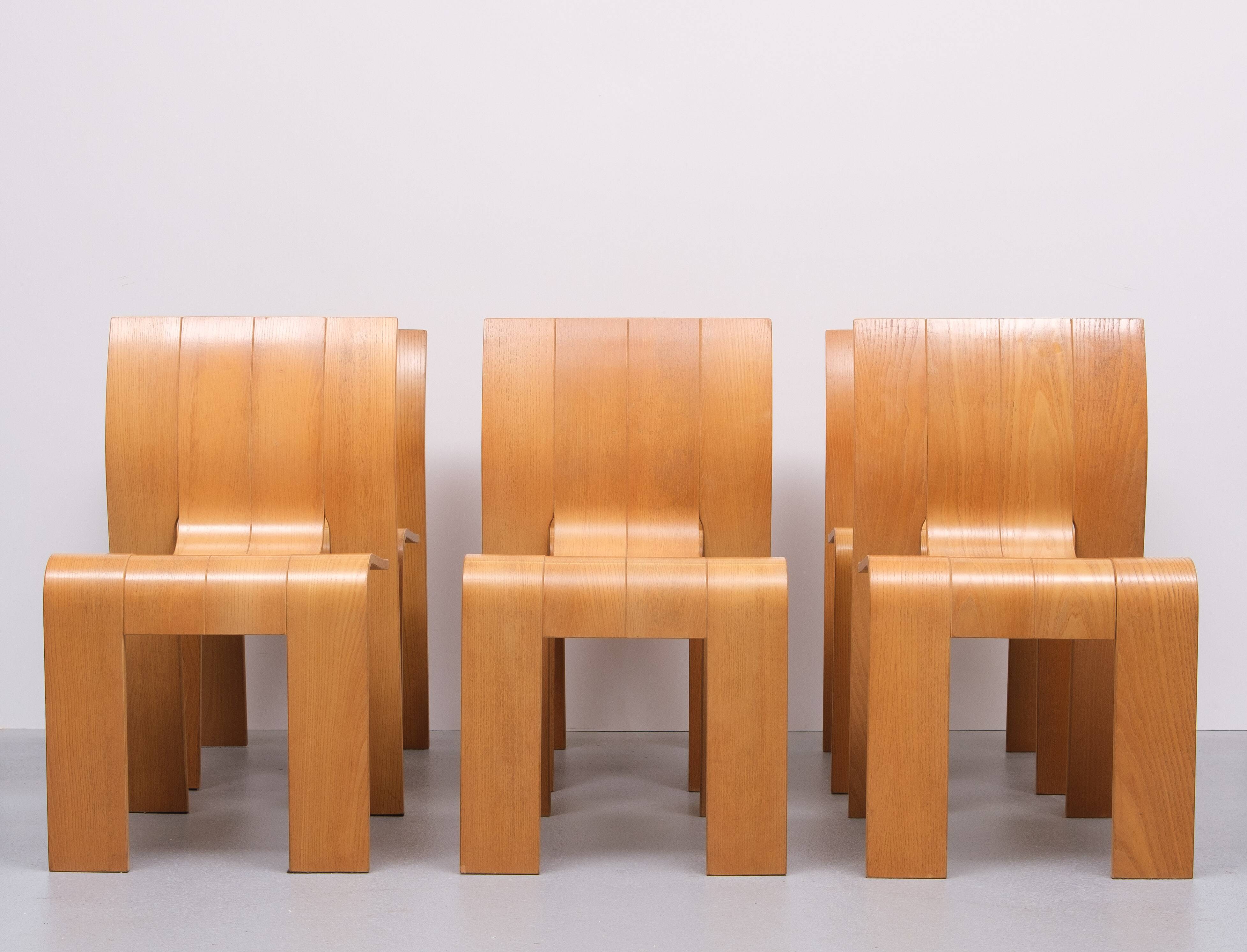 6 Gijs Bakker Strip Chairs for castelyn 1970s