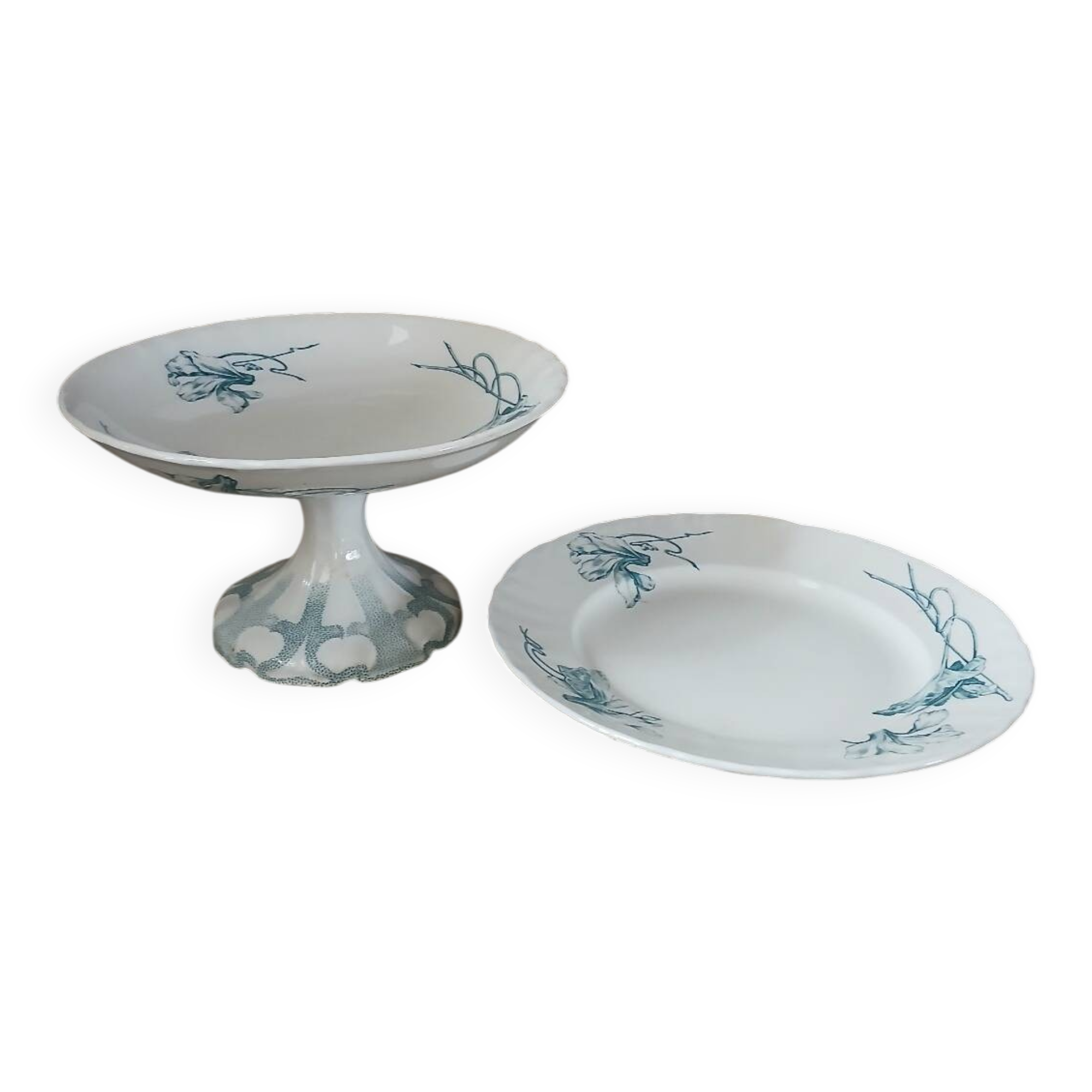 2 antique ironstone compote dishes