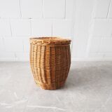 rattan basket with lid 70s