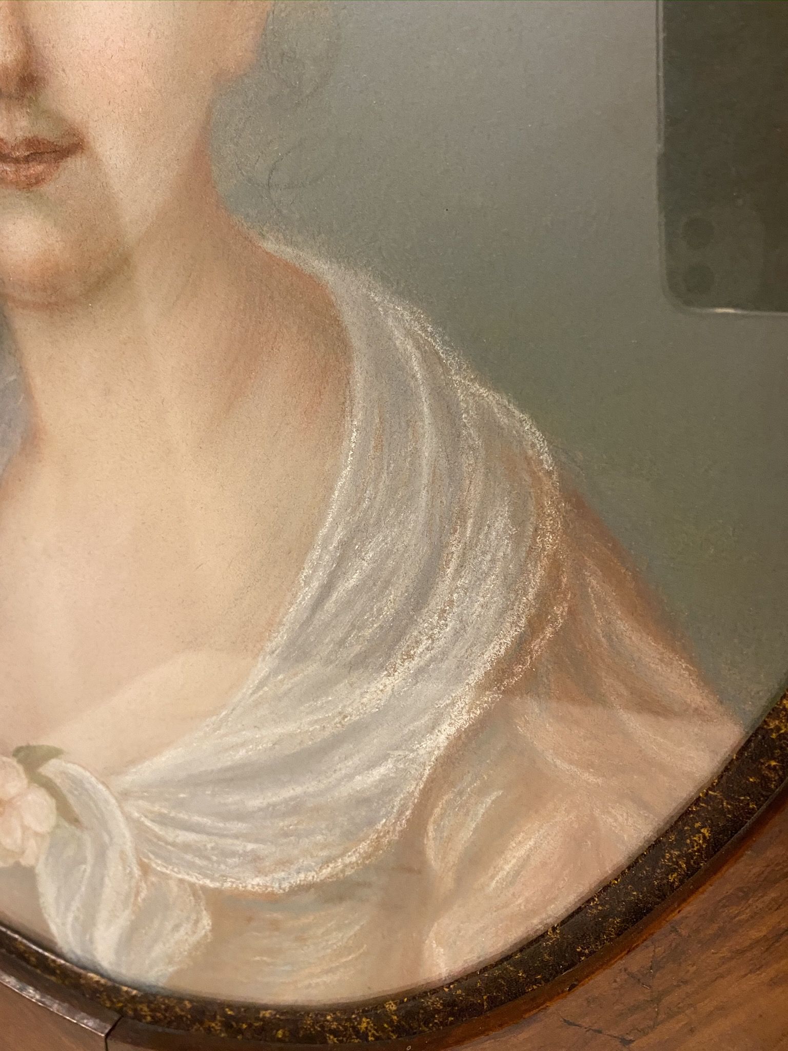 Old painting, portrait of a young girl