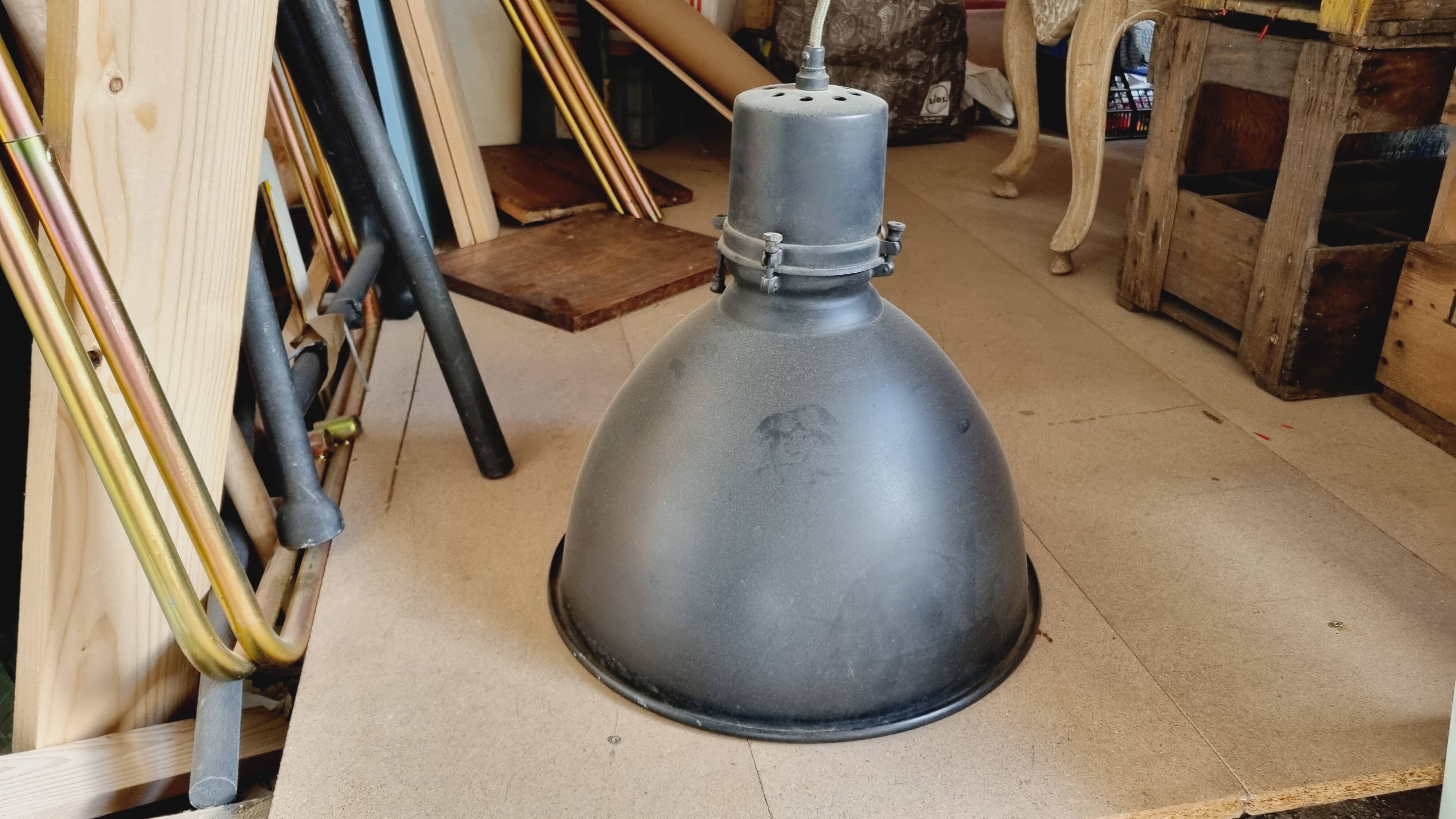 XL black enamelled metal pendant light