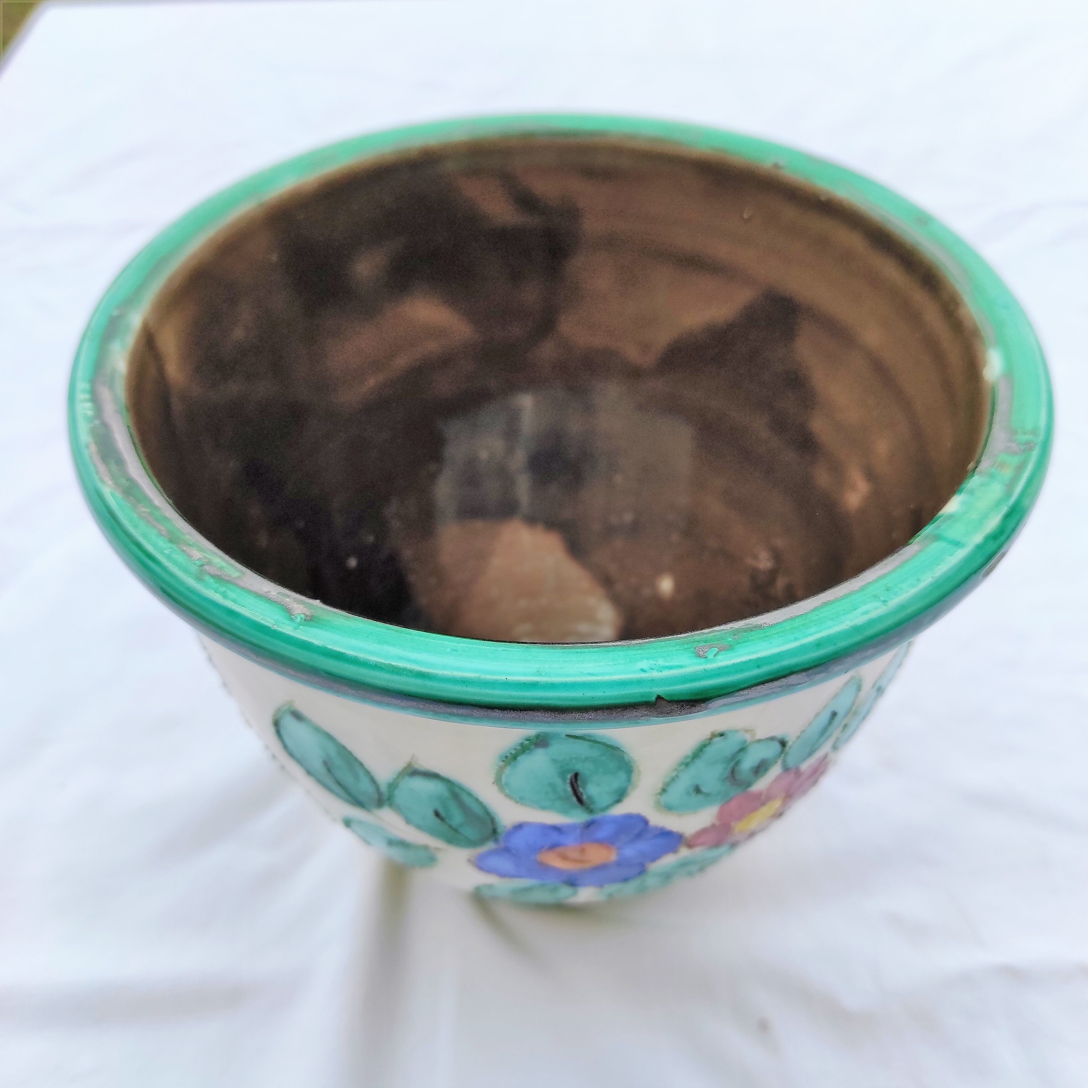 Cache pot in cerart's cerart to monaco ref: 3-811 polychrome decor floral