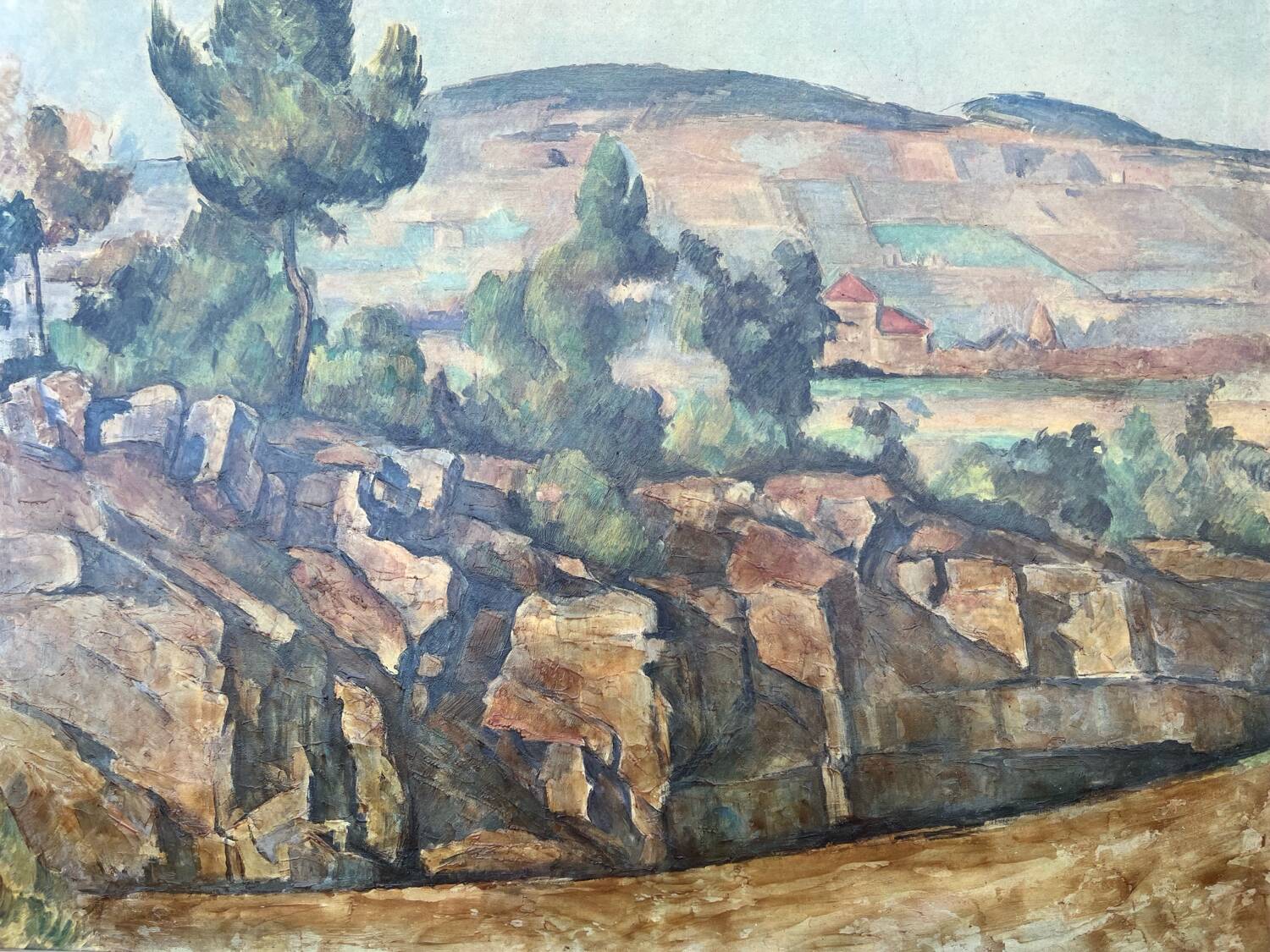 Tableau: Oil on canvas: Reproduction of a Landscape by P Cezanne