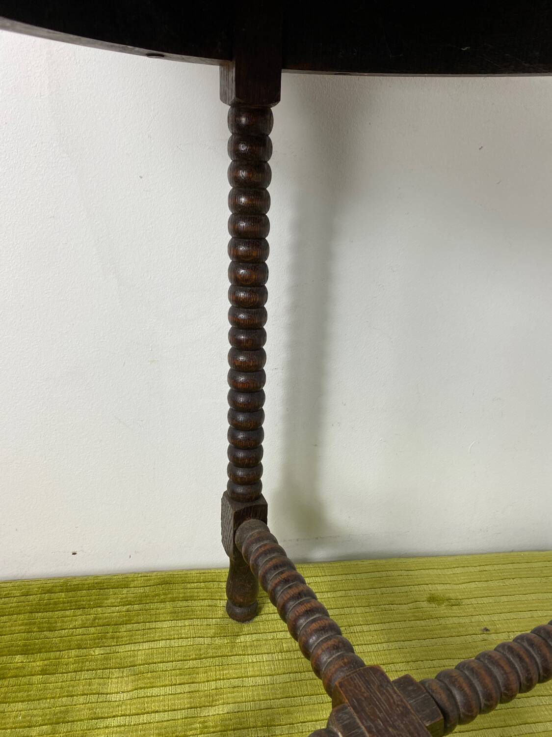 Round turned wood side table