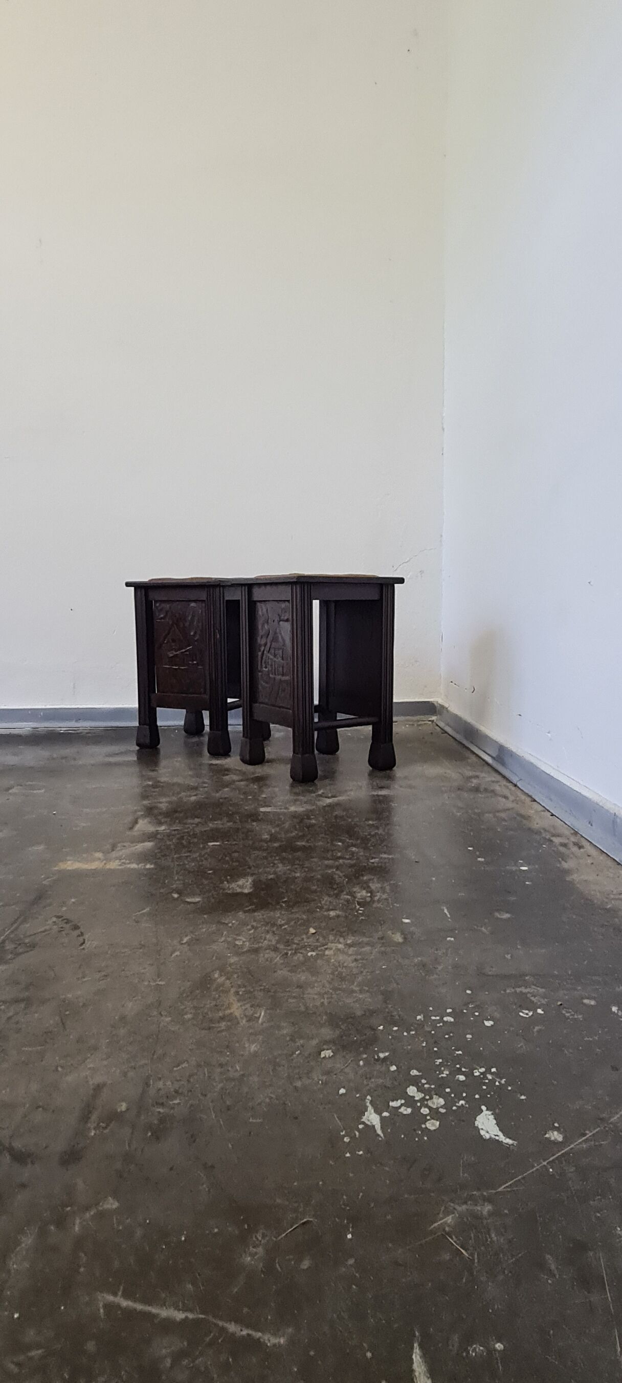 Vintage oak stools made in Worpswede Germany