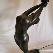 Large lamp, woman with ball, yoga, art deco style, 1980