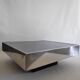 Vintage coffee table in metal and smoked mirror