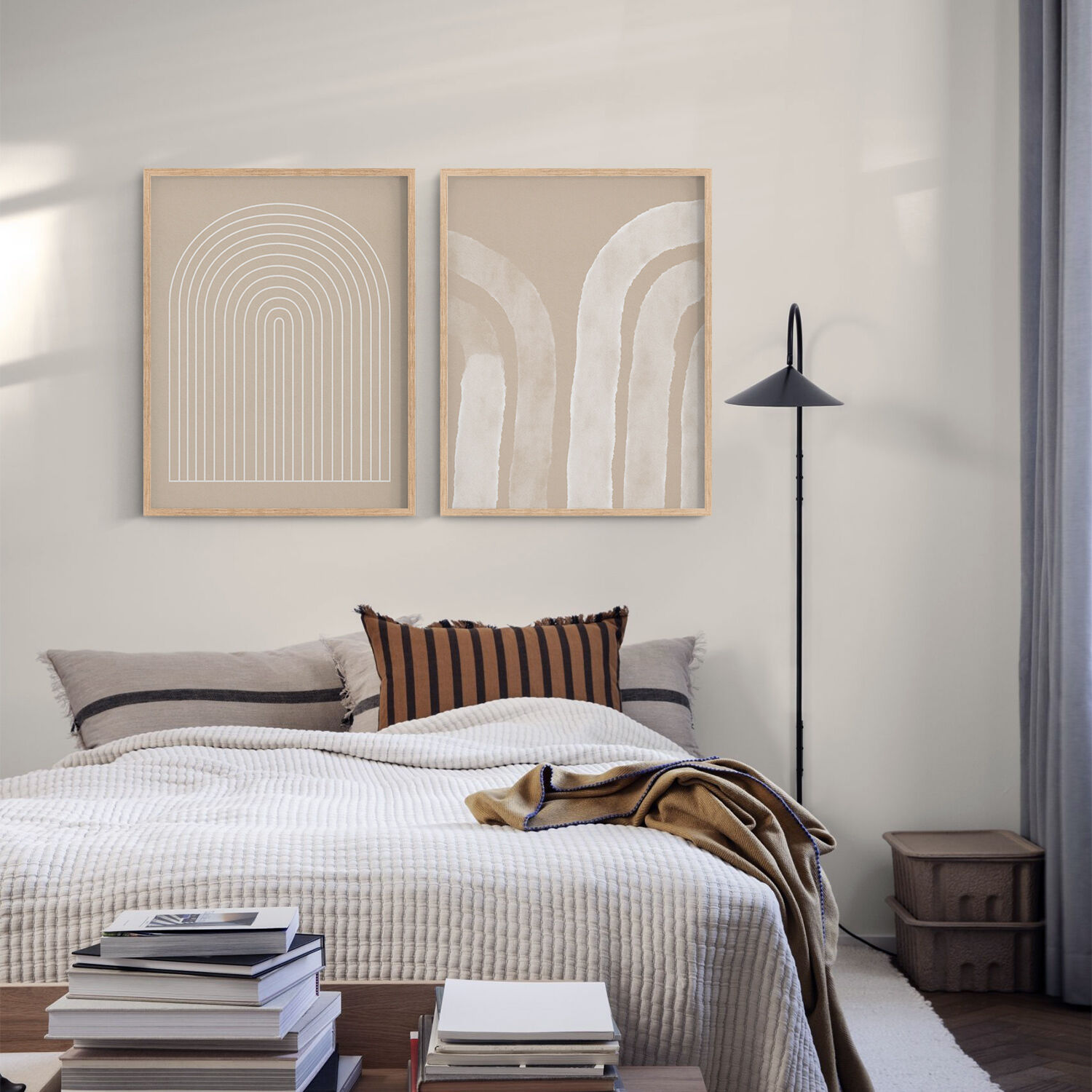 Paire d’estampes giclées ensemble abstrait d’art mural bleu de deux, 50x70cm