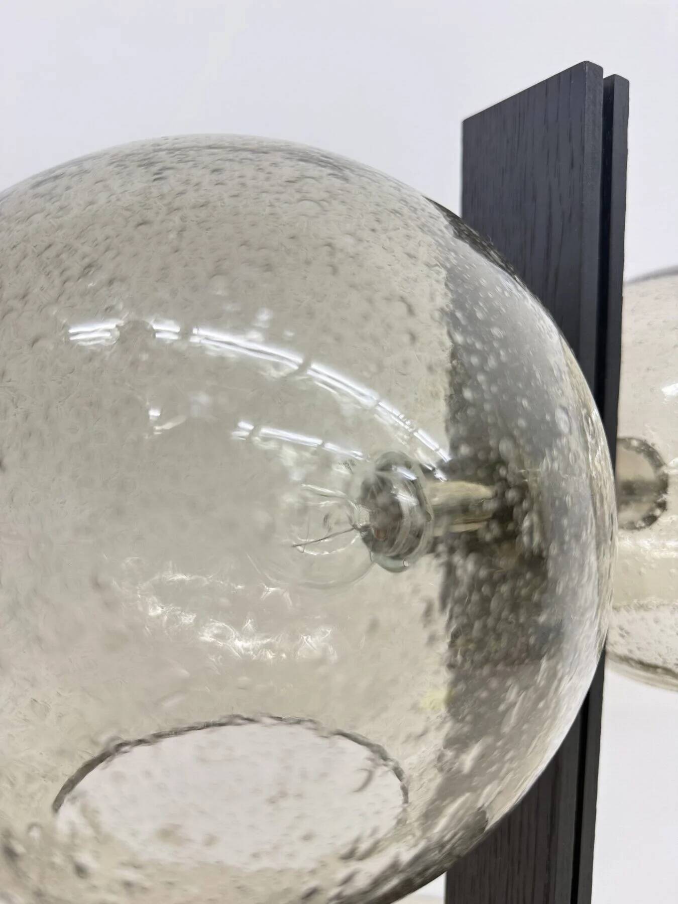 Lampe de table Temde Leuchten avec des sphères en contreplaqué et en verre, années 1970.