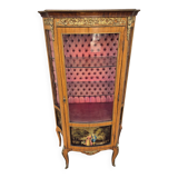 Louis xv curved display case with romantic scene