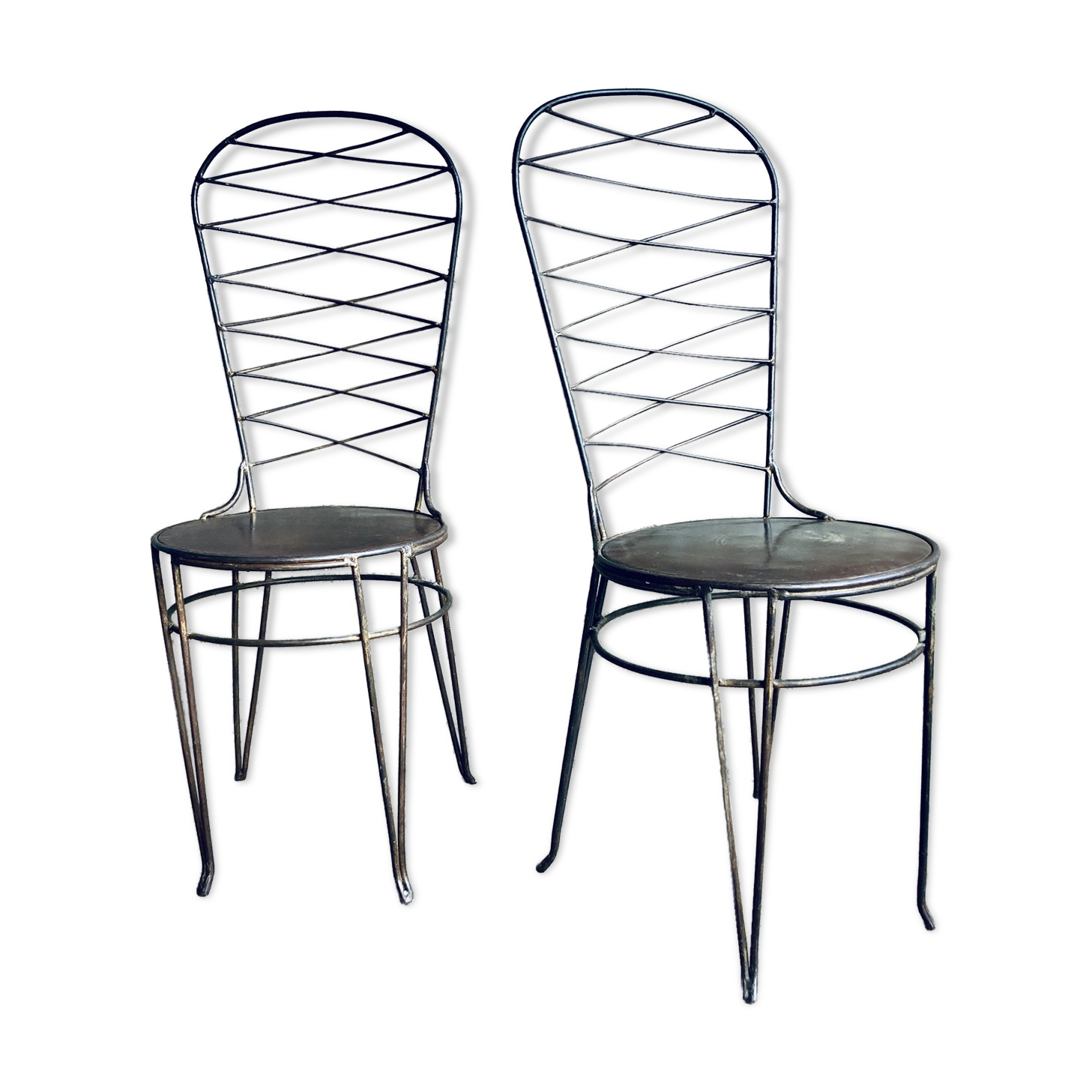 Lot de 2 chaises en fer forgé