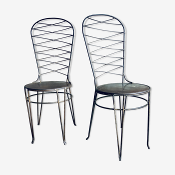 Lot de 2 chaises en fer forgé