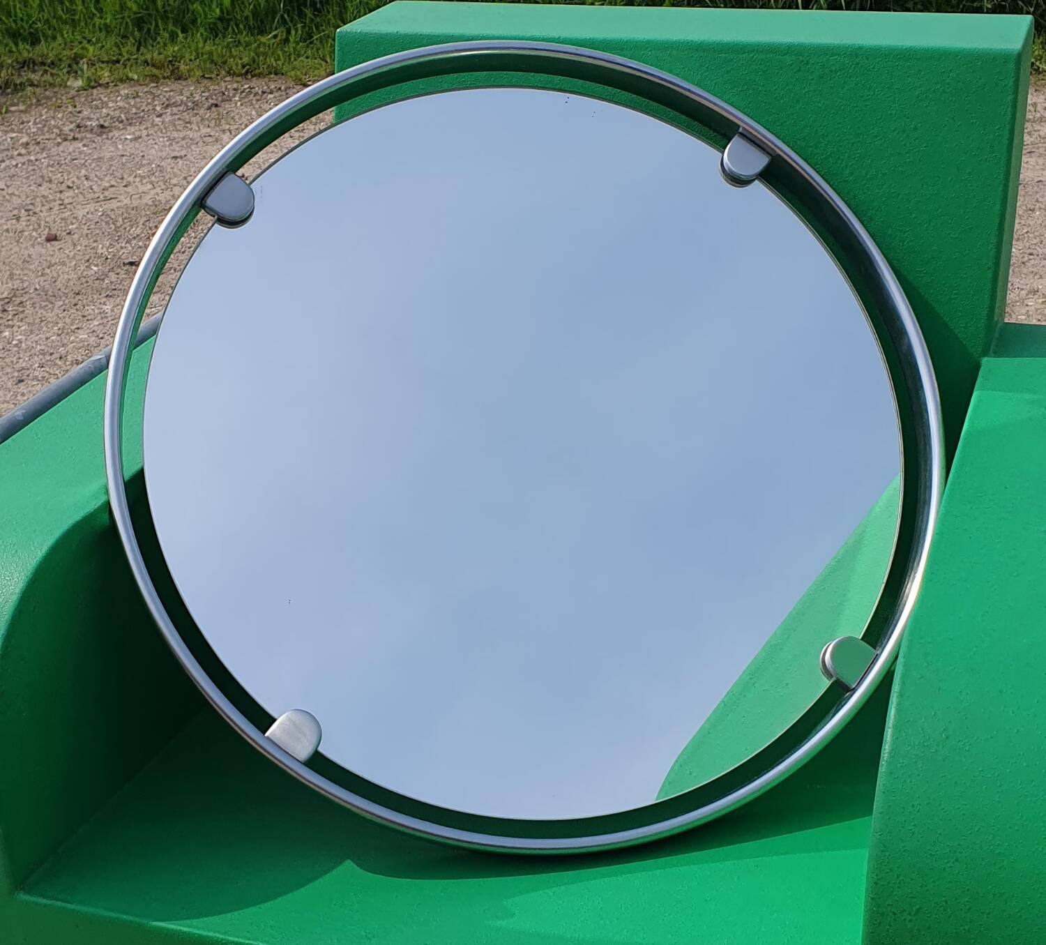 Miroir rond vintage en aluminium Egon Hillebrand, ø 53 cm, années 1960, Allemagne