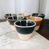 Set of 6 glazed stoneware planters