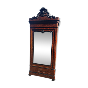 Napoleon III mirrored wardrobe in burr veneer.