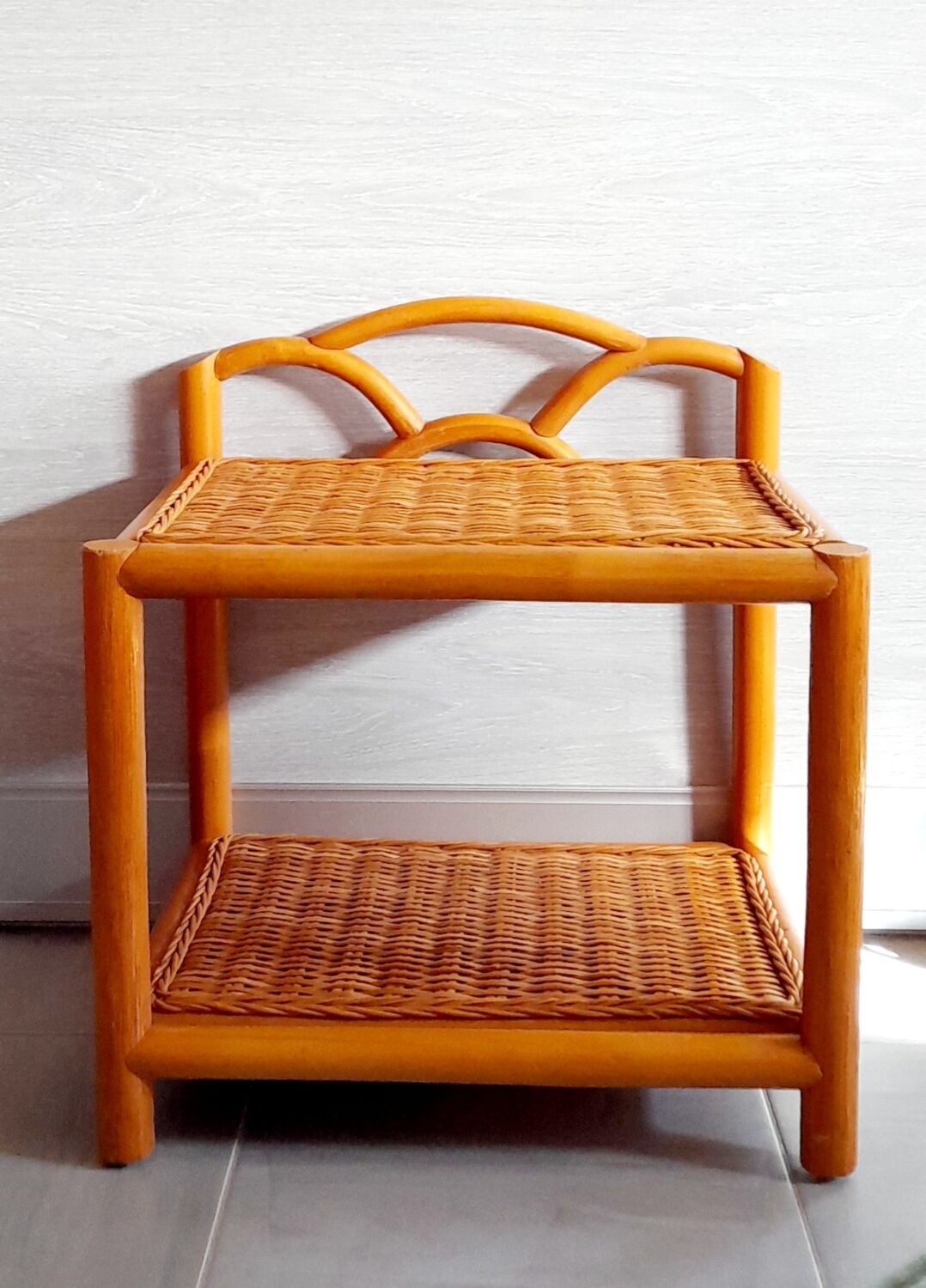 60s rattan bedside table