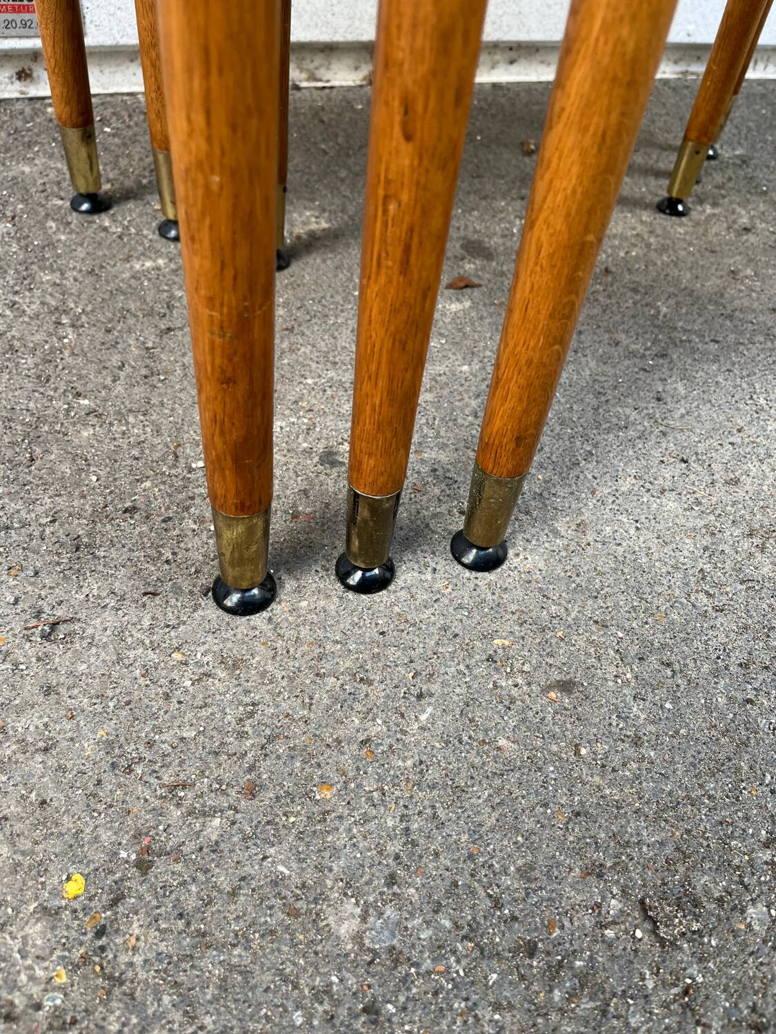 3 wooden nesting tables, 50s-60s