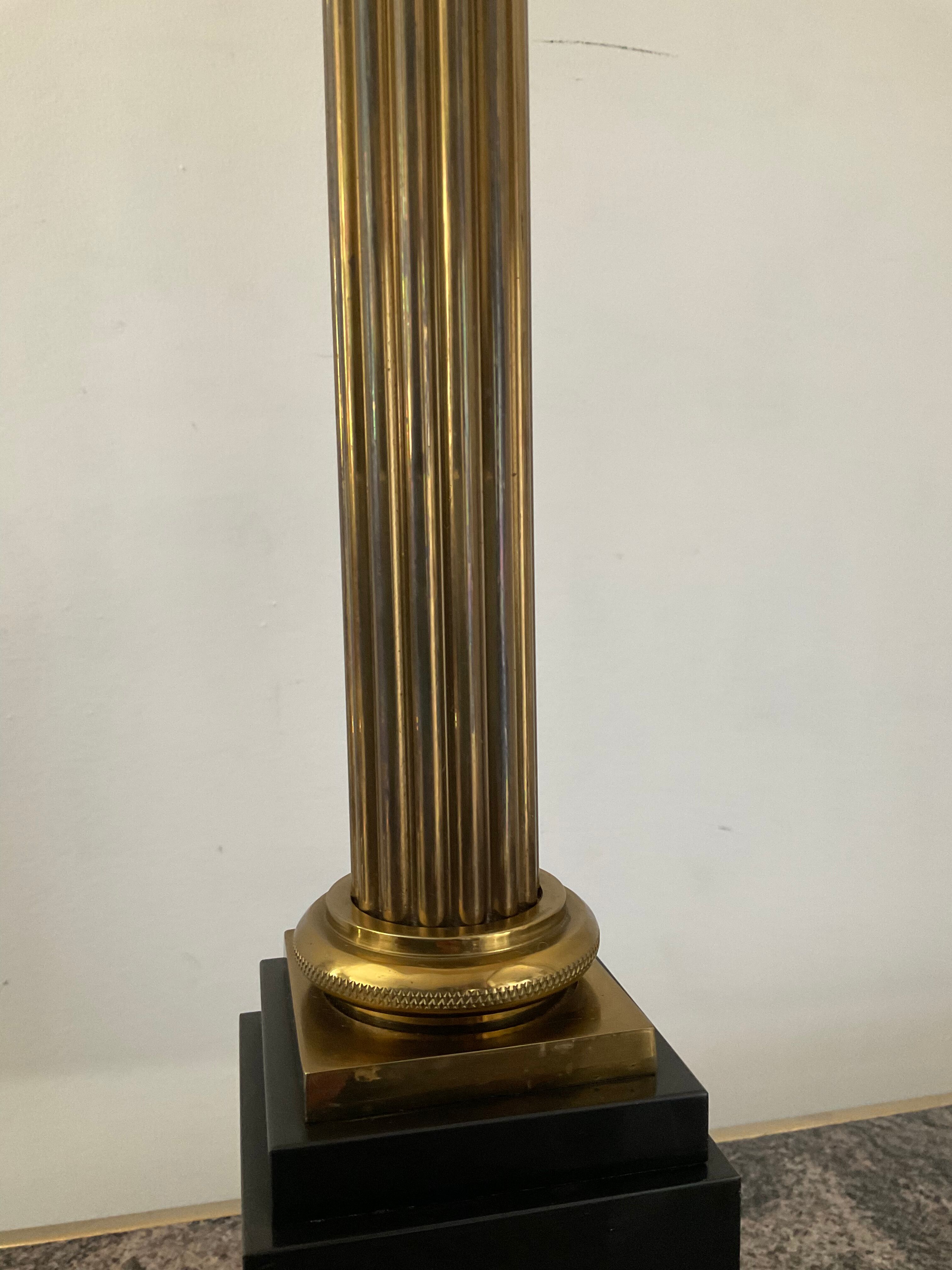 Empire style column lamp in bronze, opaline and marble