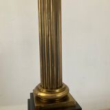 Empire style column lamp in bronze, opaline and marble