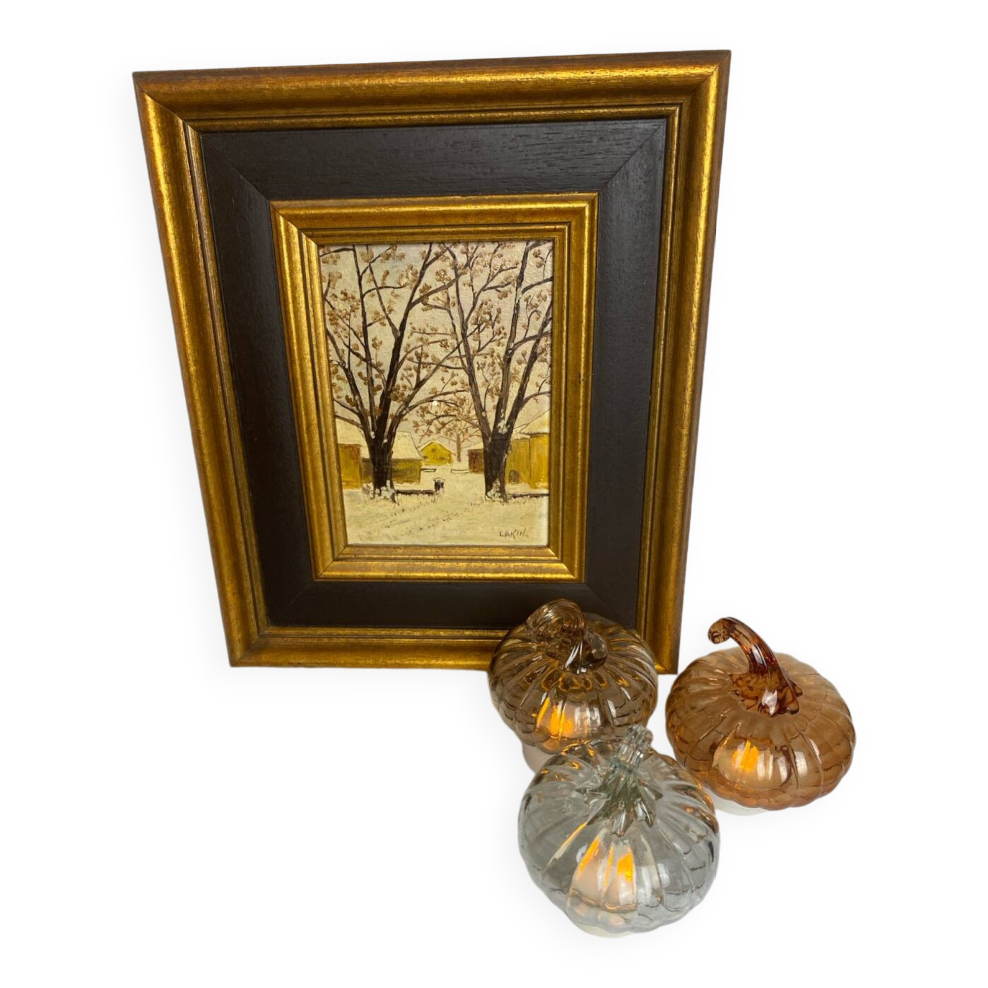 Oil on canvas signed “The two chestnut trees”