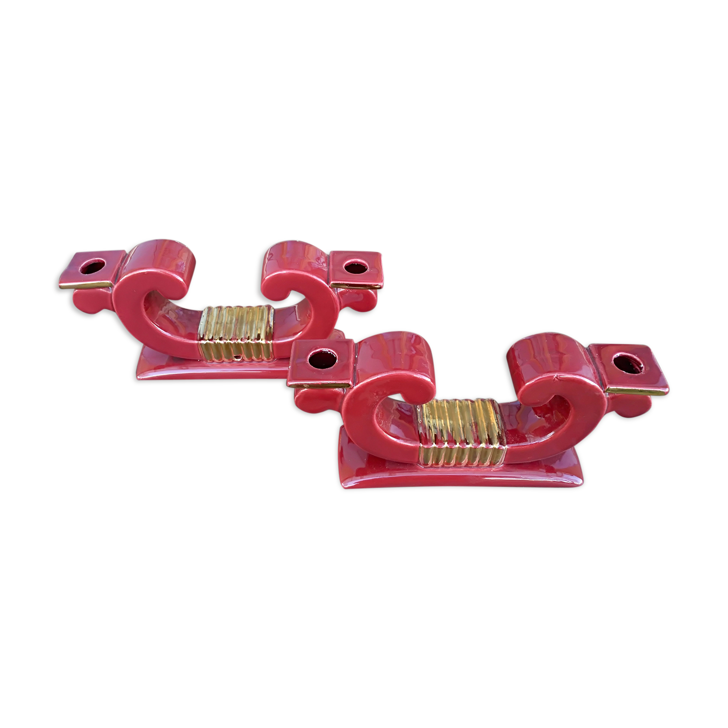pair of ceramic candle holders 50s