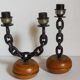 Duo of brutalist Art-popular candlesticks 50s